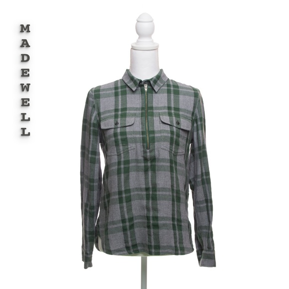 Madewell Tops - Madewell Wmn's Plaid Flannel Half Zip Top Size S